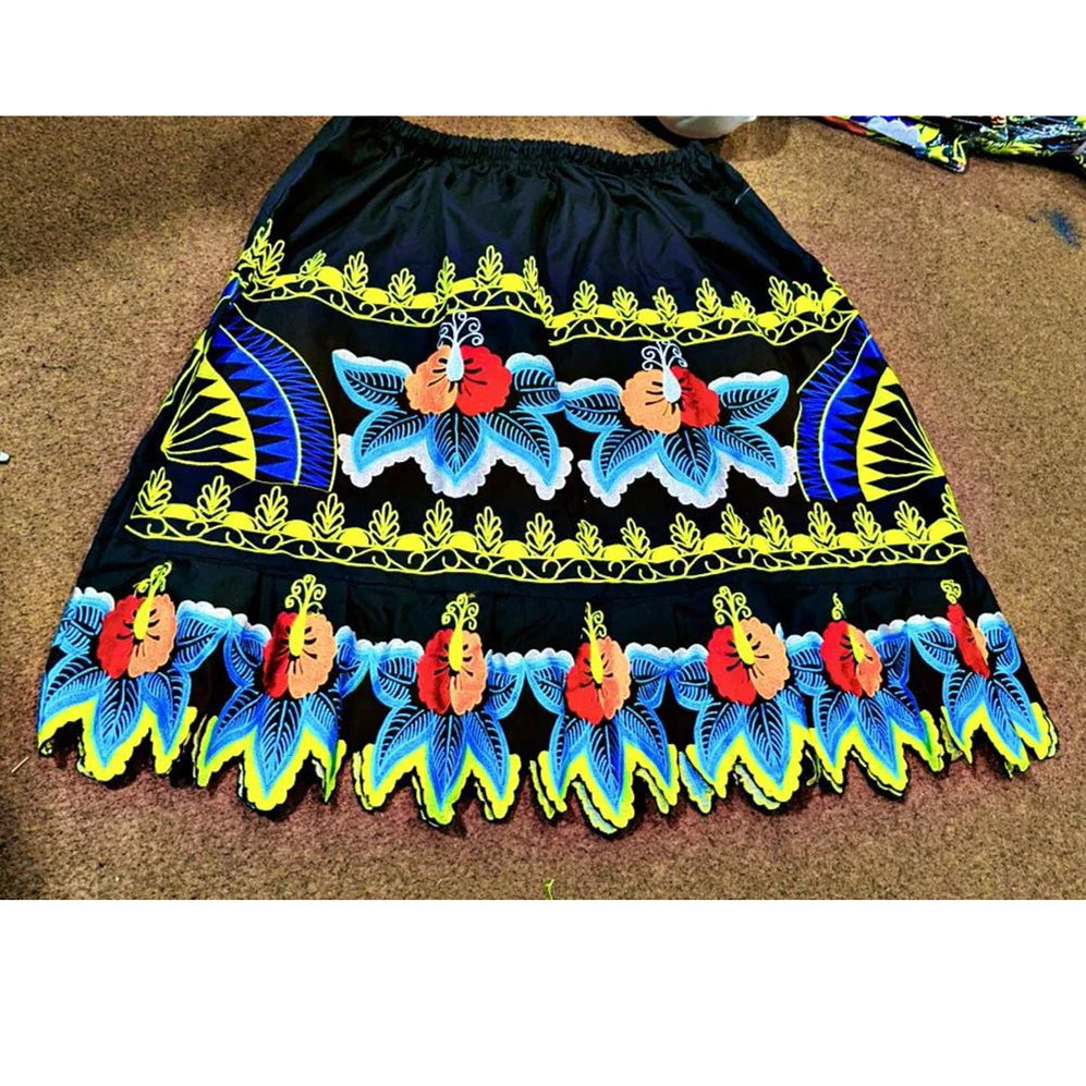 Pohpei Women's Casual Solid Ball Gown High Quality Hand Embroidered Corduroy Breathable Quick Dry Mini Skirt Natural Waistline