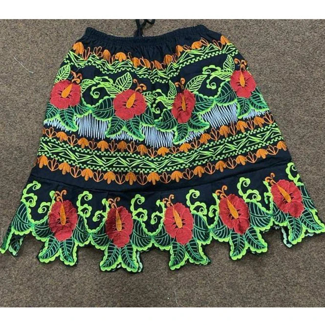 Pohpei Women's Casual Solid Ball Gown High Quality Hand Embroidered Corduroy Breathable Quick Dry Mini Skirt Natural Waistline