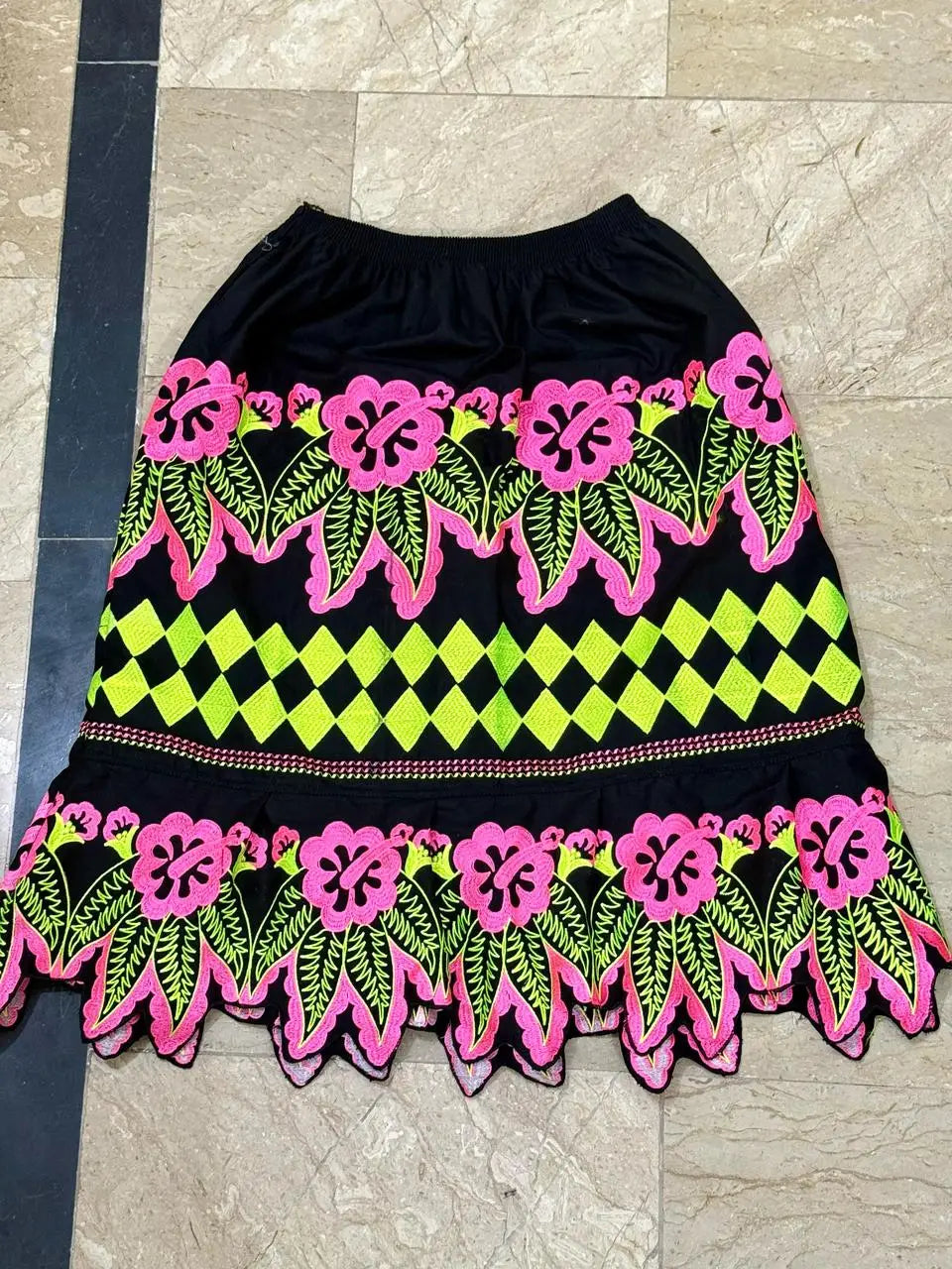 Polynashian Women's Embroidered Corduroy Ball Gown Mini Skirt Adjustable 100% Cotton Quick Dry Anti-Bacterial Customized Color