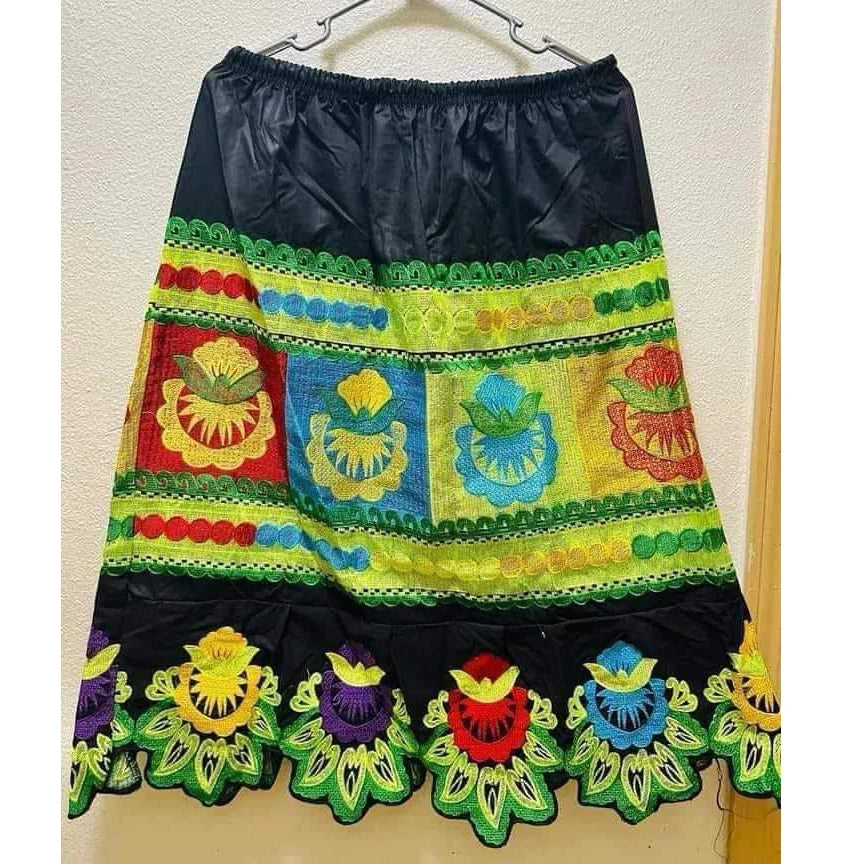 Pohpei Women's Casual Solid Ball Gown High Quality Hand Embroidered Corduroy Breathable Quick Dry Mini Skirt Natural Waistline