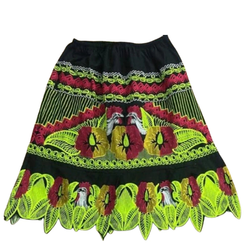Women's Breathable 100% Cotton Ball Gown Ankle-Length Casual Corduroy Skirt with Embroidery