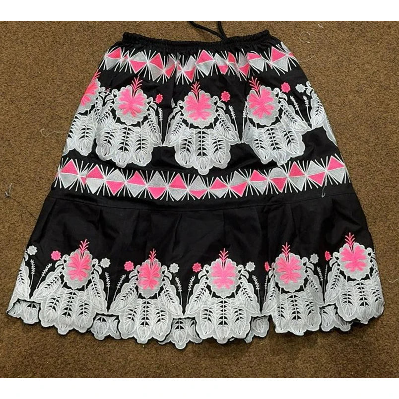 Pohpei Women's Casual Solid Ball Gown High Quality Hand Embroidered Corduroy Breathable Quick Dry Mini Skirt Natural Waistline