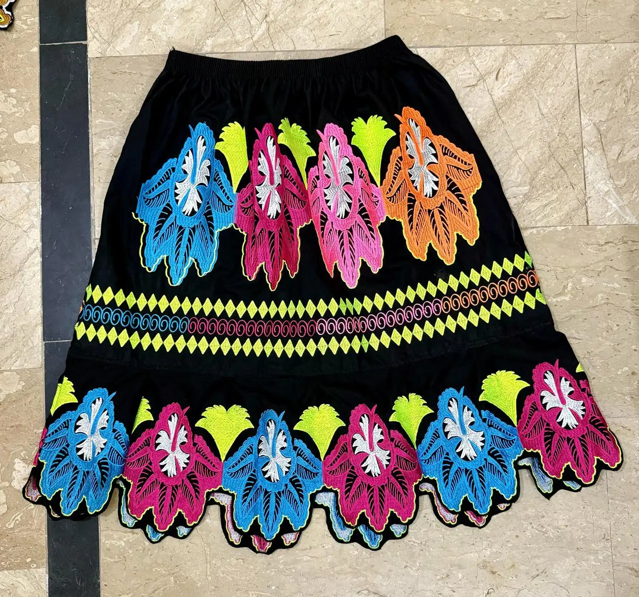 Polynashian Women's Embroidered Corduroy Ball Gown Mini Skirt Adjustable 100% Cotton Quick Dry Anti-Bacterial Customized Color