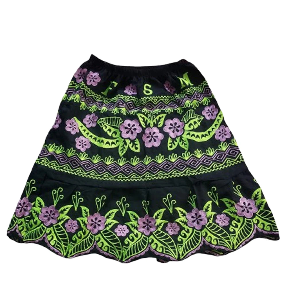 Women's Breathable 100% Cotton Ball Gown Ankle-Length Casual Corduroy Skirt with Embroidery