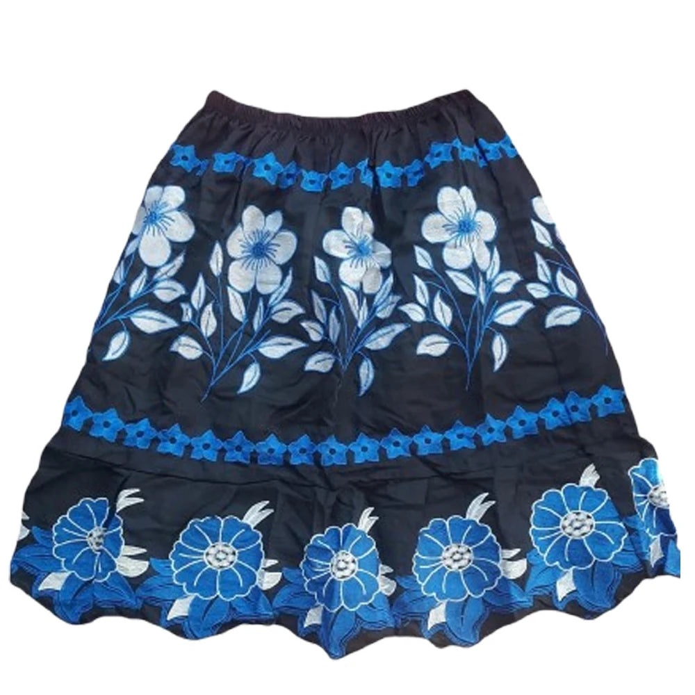 Women's Breathable 100% Cotton Ball Gown Ankle-Length Casual Corduroy Skirt with Embroidery
