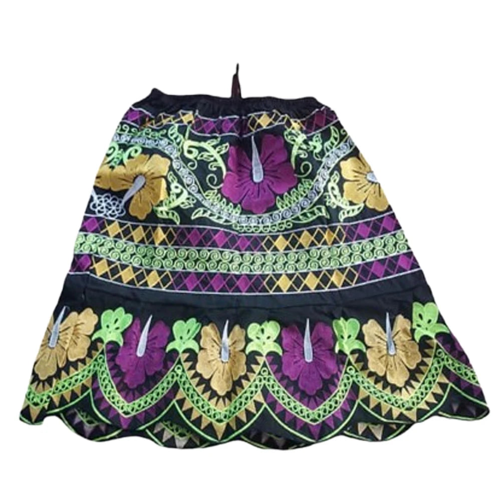 Women's Breathable 100% Cotton Ball Gown Ankle-Length Casual Corduroy Skirt with Embroidery