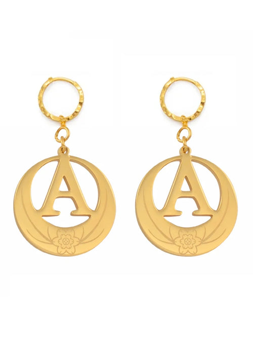 1Pairs English A-Z 26 Letters Earrings Initial for Women Girls Kiribati Hawaiian Guam Alphabet African Jewelry #047921