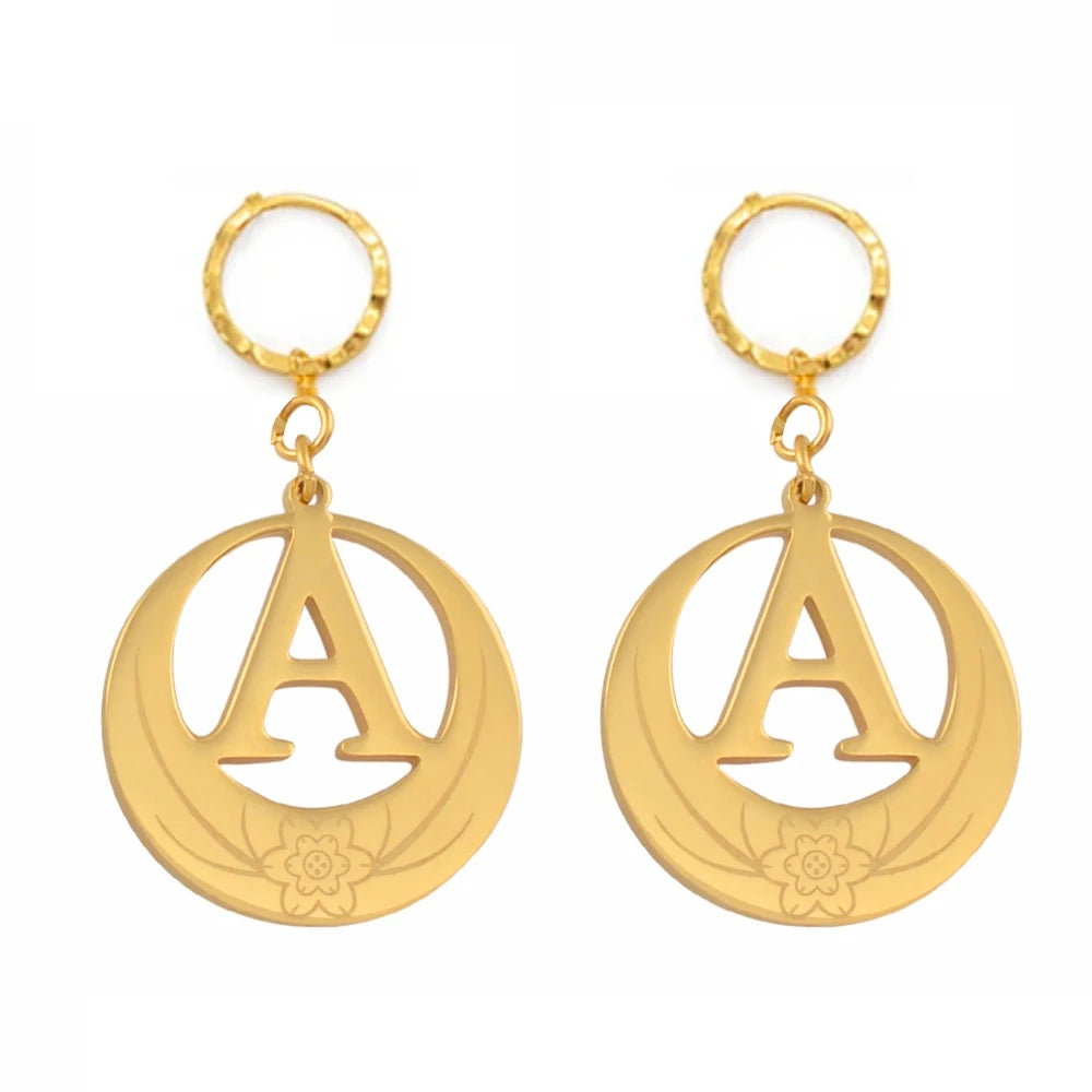 1Pairs English A-Z 26 Letters Earrings Initial for Women Girls Kiribati Hawaiian Guam Alphabet African Jewelry #047921