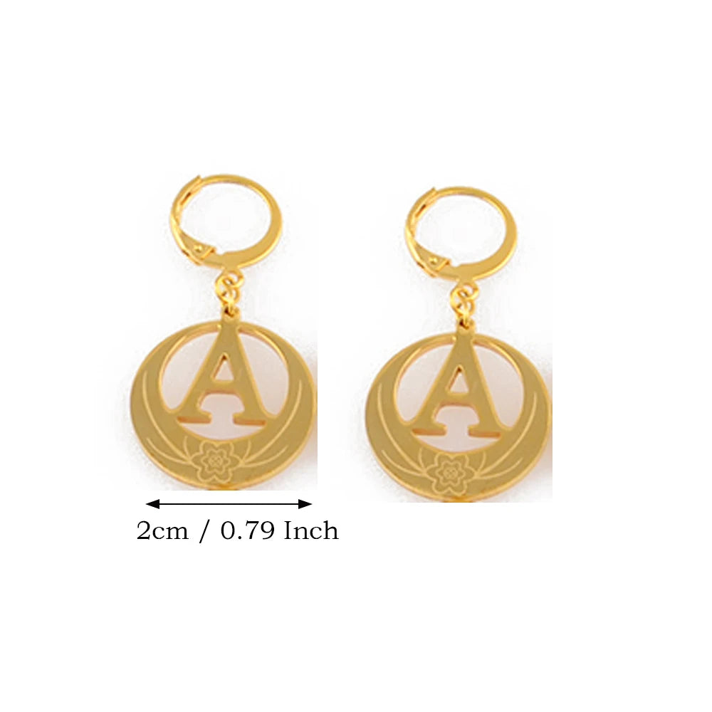 1Pairs English A-Z 26 Letters Earrings Initial for Women Girls Kiribati Hawaiian Guam Alphabet African Jewelry #047921