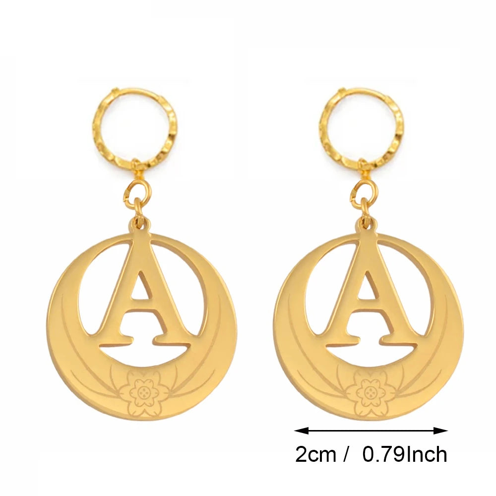 1Pairs English A-Z 26 Letters Earrings Initial for Women Girls Kiribati Hawaiian Guam Alphabet African Jewelry #047921