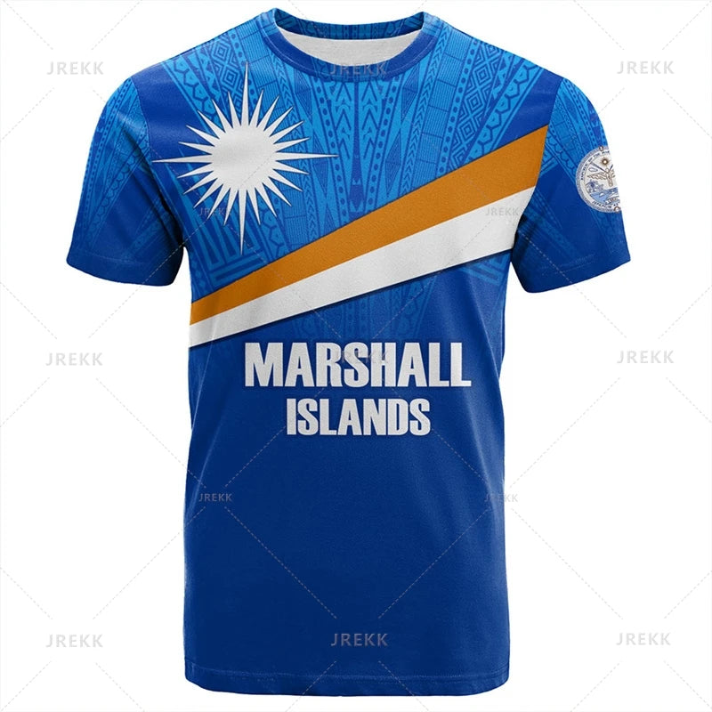 Marshall Islands Flag Graphic T-Shirt & Shorts Set – 3D Print