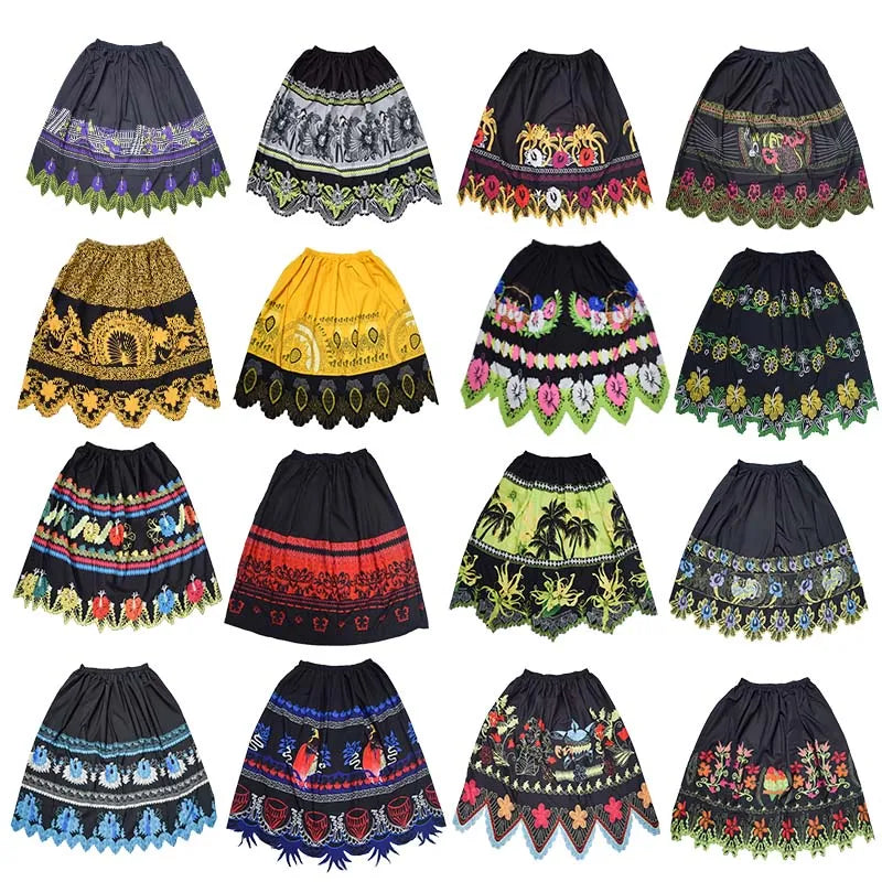 Random Desgin One-piece Pacific Island Micronesian Polyester Floral Printed Skirts
