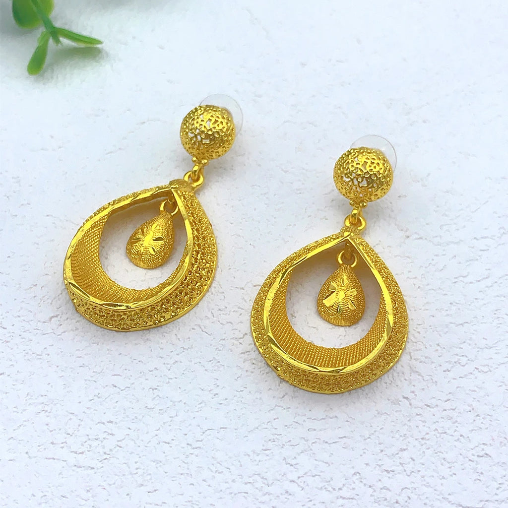 24K Gold Plated Necklace & Earrings Set – Women's Bridal Jewelry