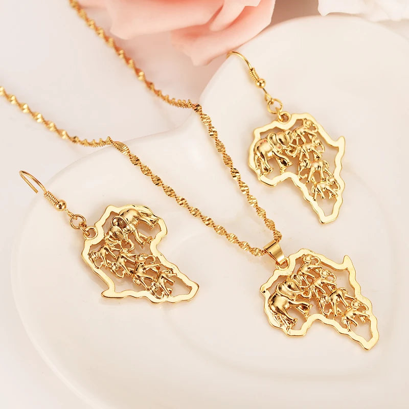 Gold Flower Jewelry Set – Necklace & Earrings for Women