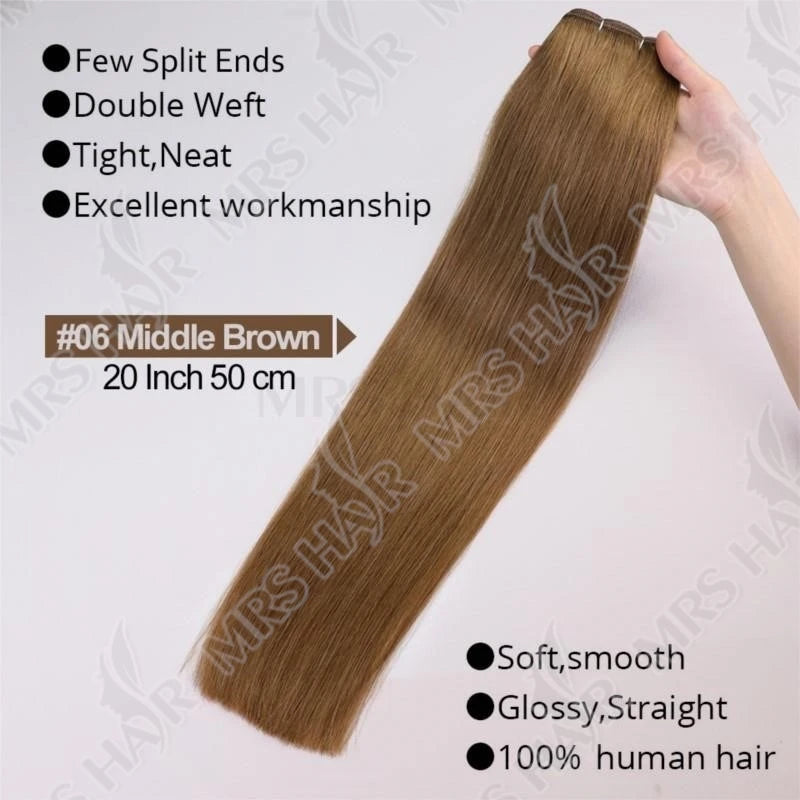 Brown Hair Bundles Sew-in Double Weft Natural Straight Human Hair Bundles 50g/pack MachineRemy 12-24 inch Colored Bundle Deals