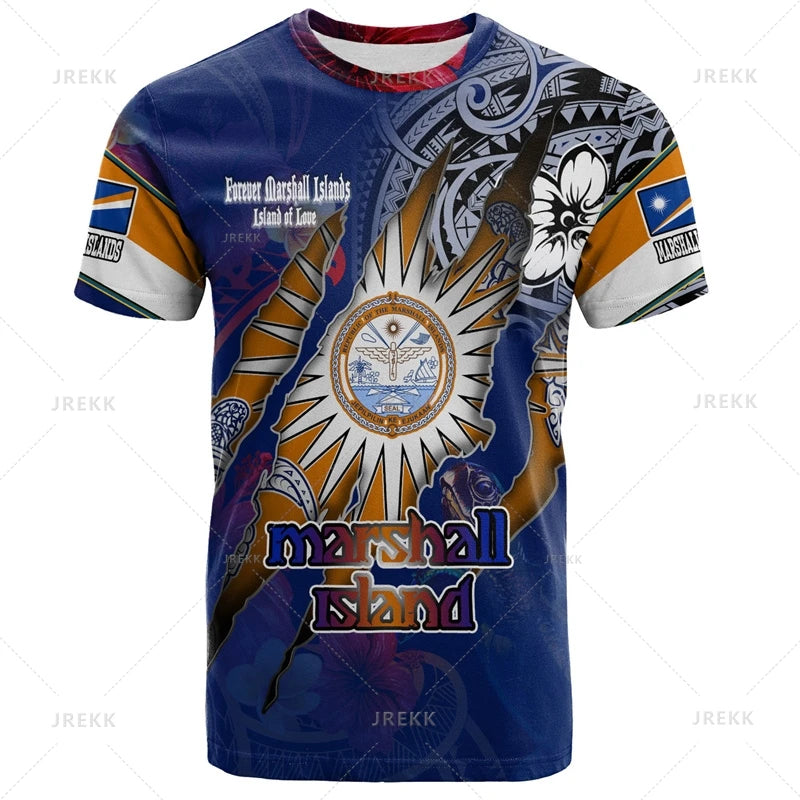 Marshall Islands Flag Graphic T-Shirt & Shorts Set – 3D Print