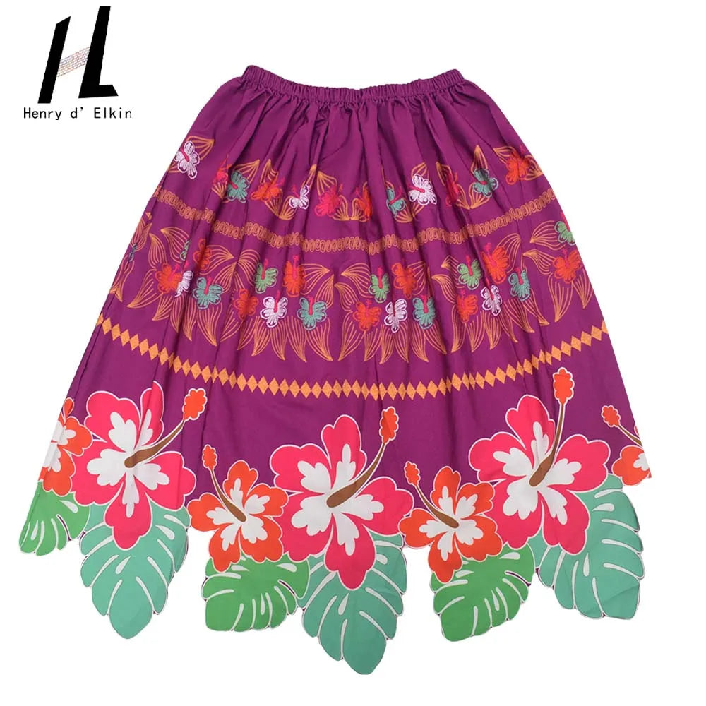 Wholesale New Arrivlal Pacific Island Festival Wear Women Tropical Print Floral Polyester Midi Skirts Dress