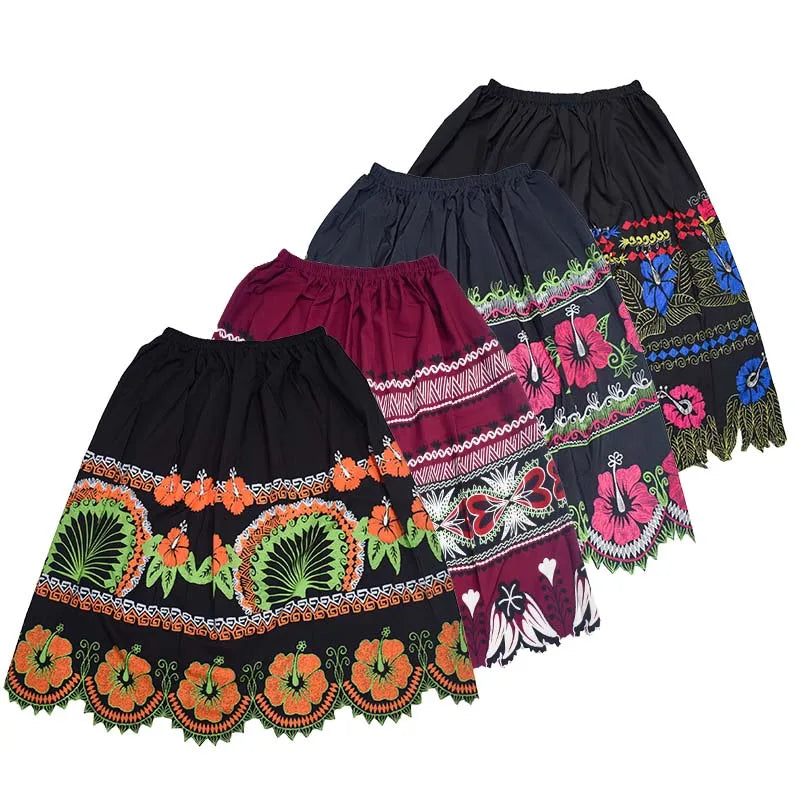 Random Desgin One-piece Pacific Island Micronesian Polyester Floral Printed Skirts