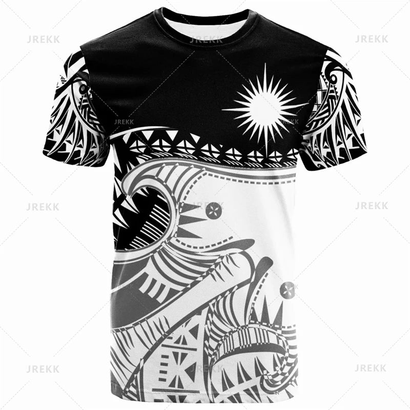 Marshall Islands Flag Graphic T-Shirt & Shorts Set – 3D Print