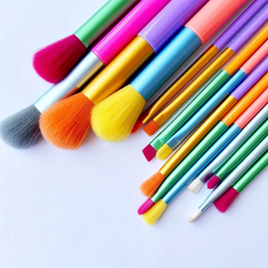 Makeup Brushes 15Pcs Colourful Makeup Brush Set Foundation Contour Blush Concealers Eye Shadow Blending Make Up Brush Kit