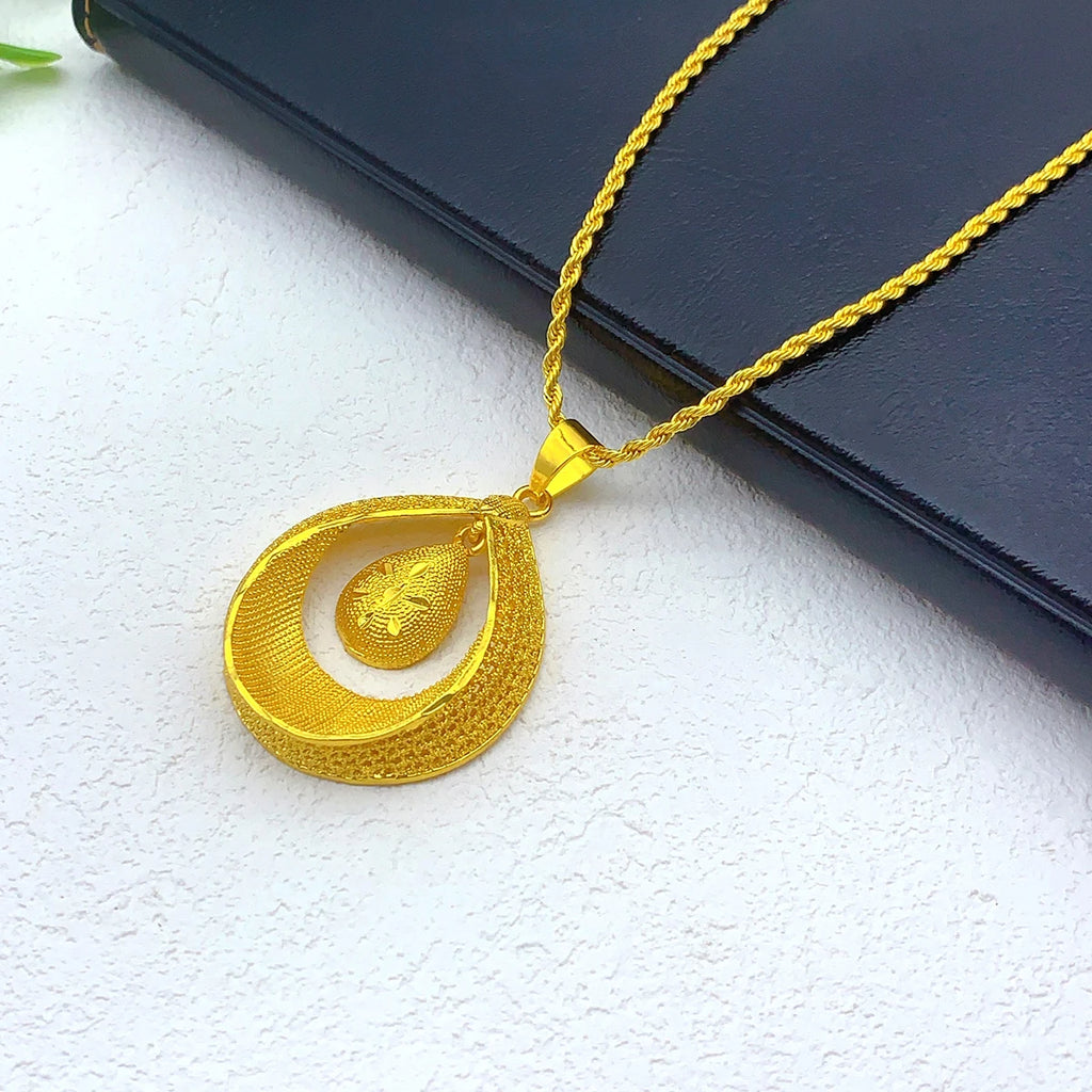 24K Gold Plated Necklace & Earrings Set – Women's Bridal Jewelry