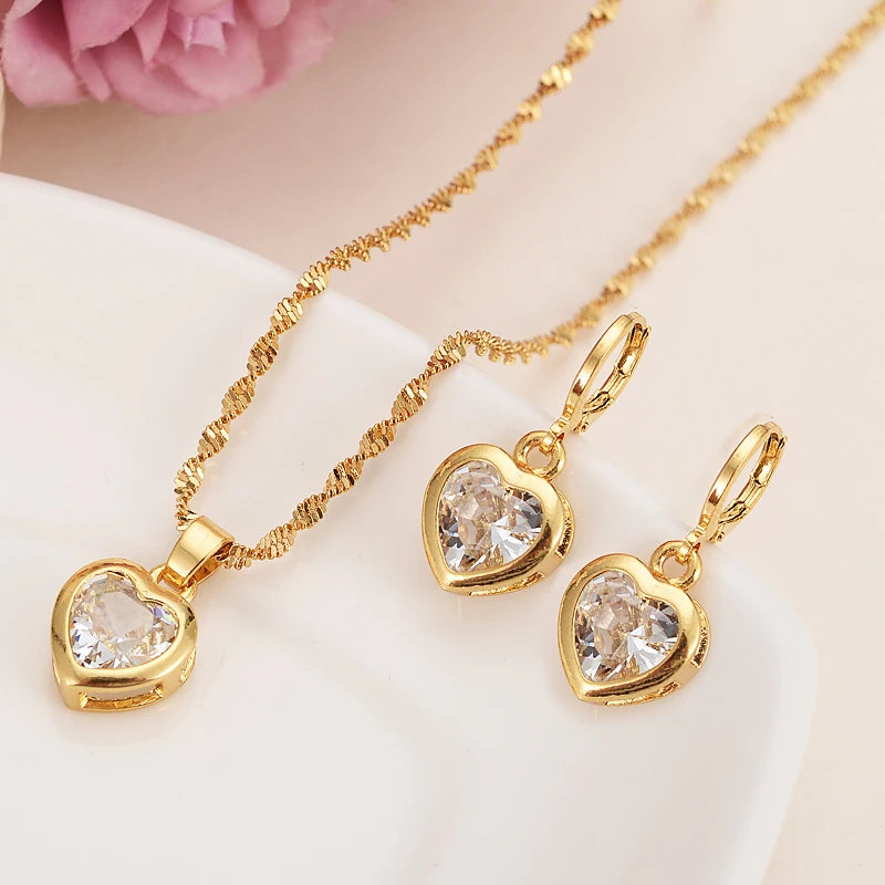 Gold Flower Jewelry Set – Necklace & Earrings for Women