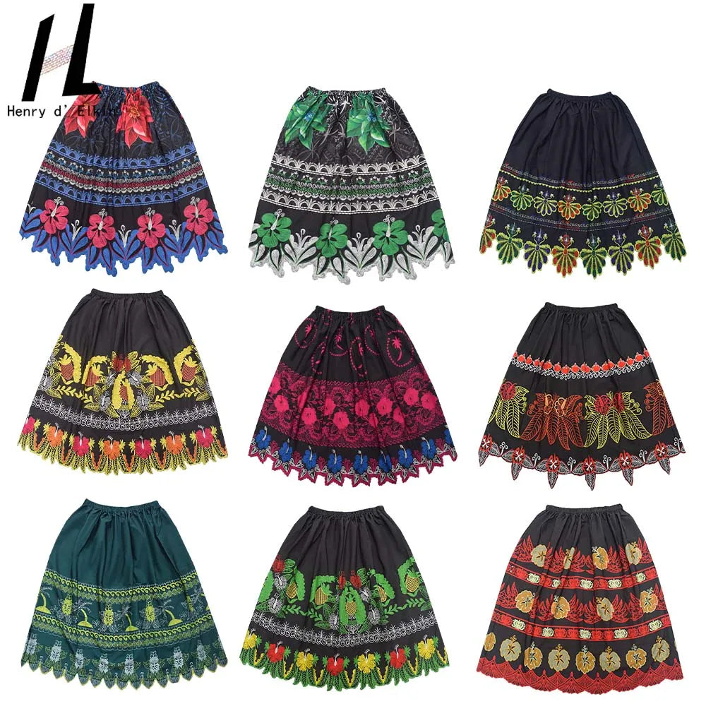Random Desgin One-piece Pacific Island Micronesian Polyester Floral Printed Skirts