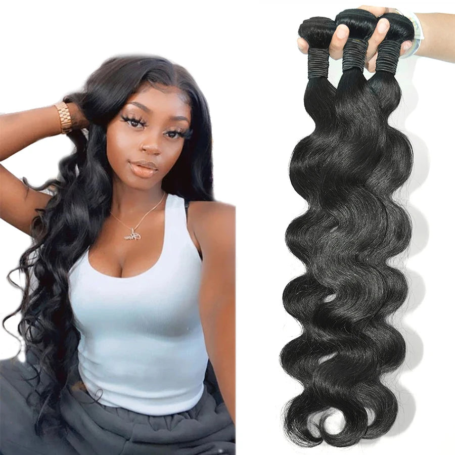 FDX 32 34 36 40 Human Hair Bundles Body Wave Bundles Deal Soft Human Hair Bundles Brazilian Body Wave Bundles Sew-in Hair Weaves